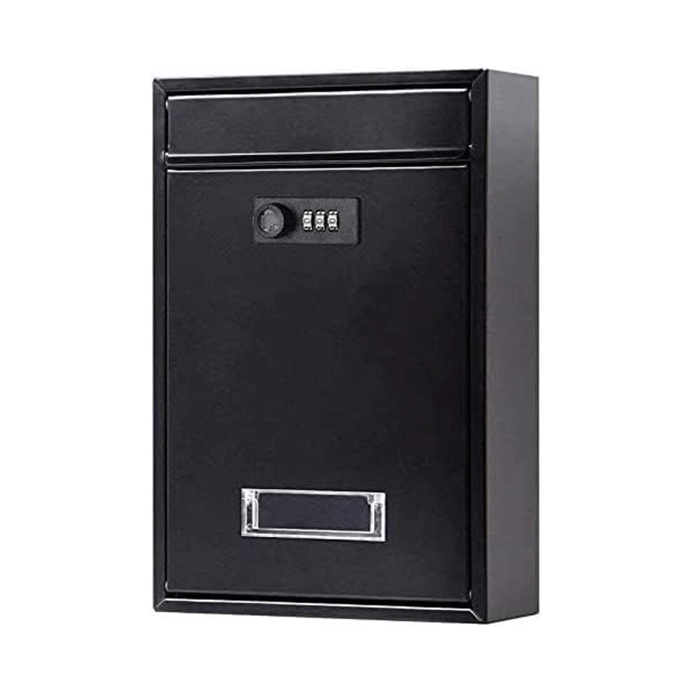 Mailboxes Rectangular Iron, Key Lock, Durable, Classic, Wallmounted, Vertical. Black. 9365049908184