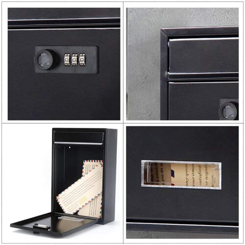 Mailboxes Rectangular iron, key lock, durable, classic, wallmounted, vertical. Black. 2