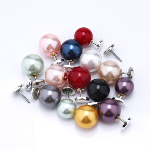 Bouton de perles en alliage, Clip de fixation de-Gris foncé 2