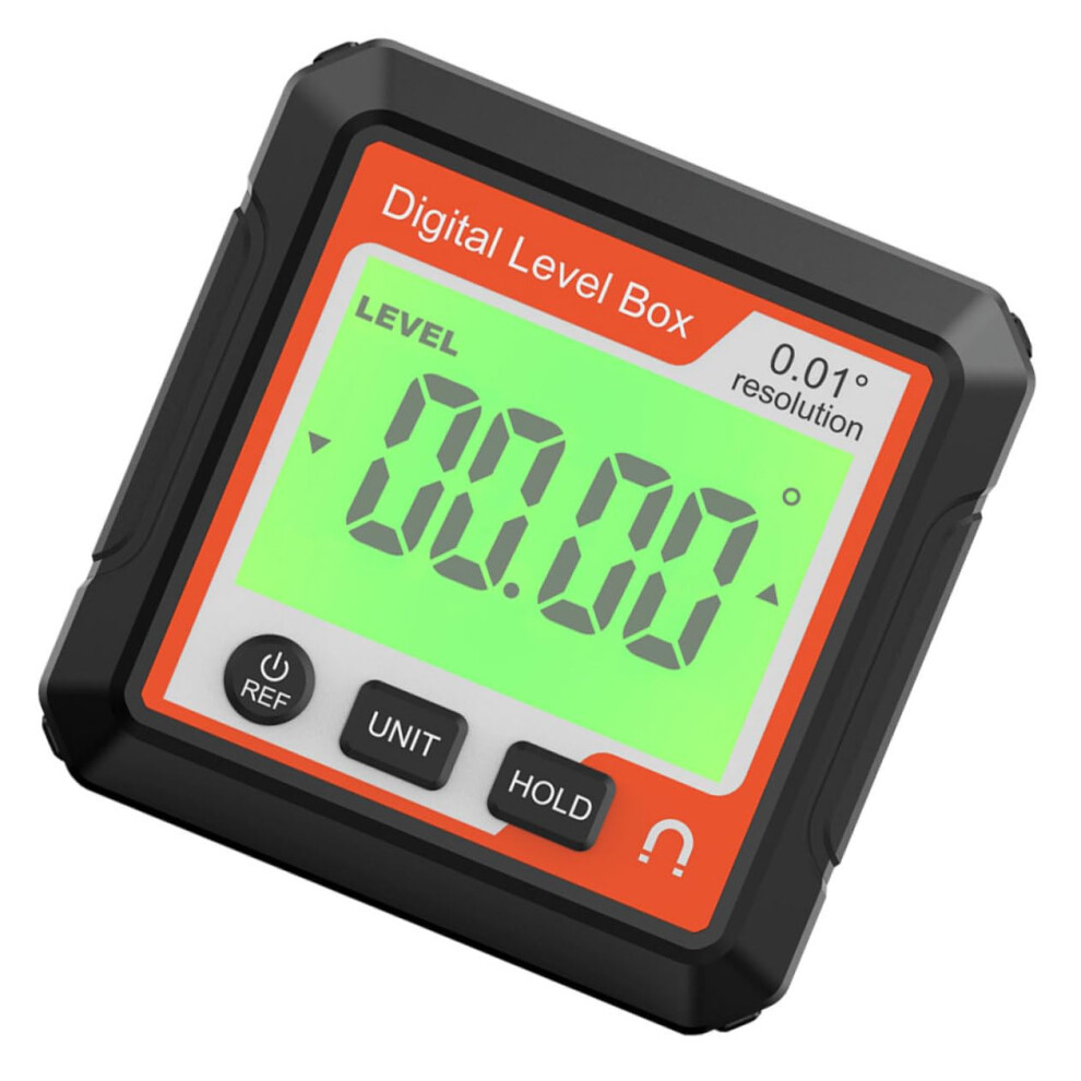 Digital Angle Gauge Clinometer Backlit Lcd Display, Red, 5.8X5.8cm, Compact Inclinometer Level Protractor 9412369167613