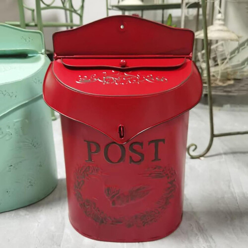 Vintage Iron Wall Mounted Rustic Mailbox, 24.5x39.5x9.6cm 2
