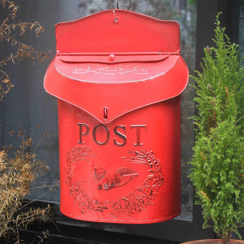 Vintage Iron Wall Mounted Rustic Mailbox, 24.5x39.5x9.6cm 1