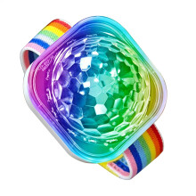 Disco Ball Wristband Sound Activated LED Light Clock Rechargeable Strobe Bracelet Portable Lighted Bracelet White