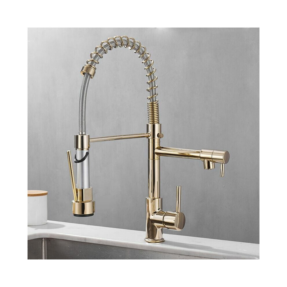 Chic Kitchen Faucet With Stainless Steel Spring, Solid Brass Structure Ensures Longevity And Style 9148971527100