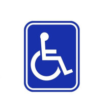 Panneau symbole fauteuil roulant pour personne handicapée, en aluminium recyclé, adhésif prismatique haute intensité 3M, autocollant conforme aux