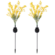 Strahlende Solarblumen, wasserdichte IP65-Gartenleuchten mit Solarbetrieb, 2er-Pack, realistisches Raps-Design für warme, romantische Stimmung