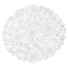 Placemat For Dining Table, Pressed Vinyl Round Table Mat With Hollow Out Design, Washable Reusable Vinyl Placemats Set For Kitchen Table Decoration, H