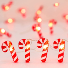 Feestelijke lichtslinger in de vorm van zuurstokken, met timerfunctie en geheugenfunctie, werkt op batterijen, waterdichte decoratieve lichtslinger