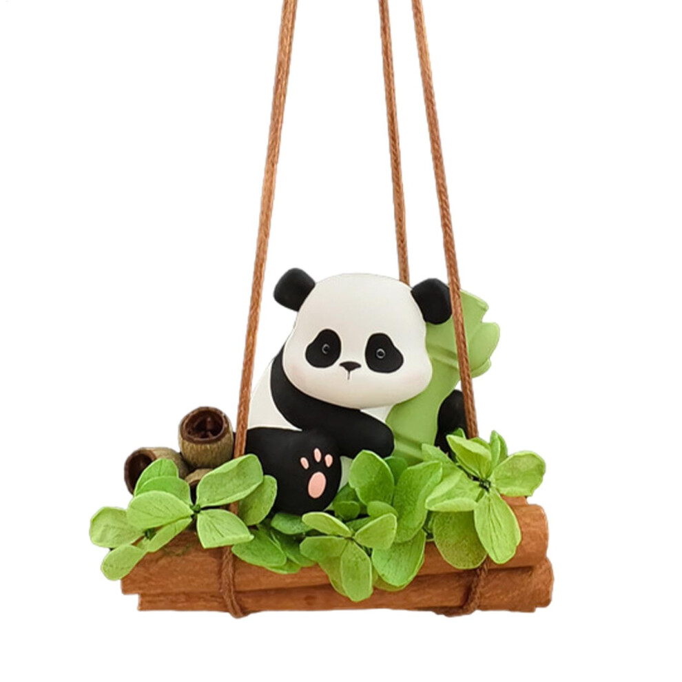 Swinging Panda Car Ornament Cartoon Panda Rearview Mirror Decor, Aromatherapy Ornament, Multipurpose Vehicle Decor 9412369169334