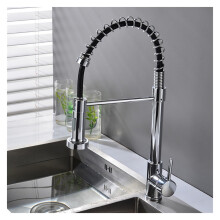 Kitchen Faucet Pull Out Sprayer Matte Black Mixer 360 Degree Swivel Hot Cold Water Sink Faucet with Chrome-Black Hose