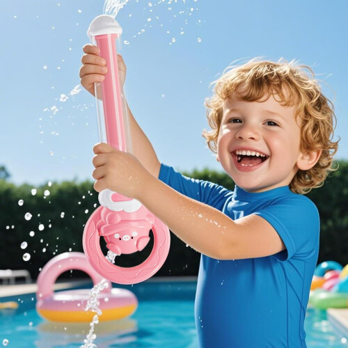 Kid Water Soaker Toy, EasyPull Structure for Park Backyard Family Beach Pink 1
