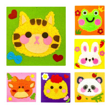 Punch Needle Set for Beginners Kids Poking and Painting Craft Kit  Cartoon Animal Poking Fun Wool Painting Embroidery Kit