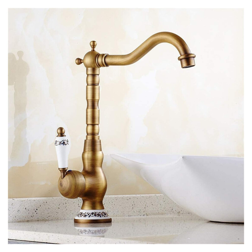 Bathroom Antique Basin Faucet Brass Mixer Taps For Kitchen Sink Bronze Finish 1.5 Gpm Flow Rate 9189345050220
