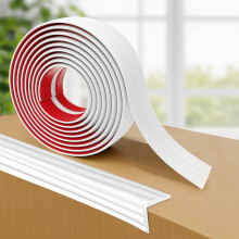 SelfAdhesive Edge Protection Strips, TPE Flexible Soft Skirting Board, Cuttable (Wave White, 2cm x 6m)