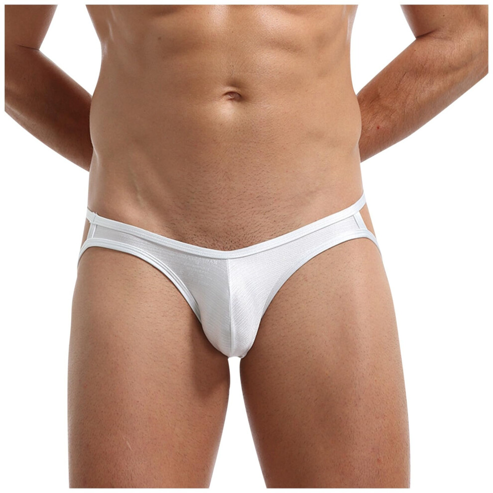 Black/Beige Erotic Men's Tanga Sexy Underwear Ice Silk Jockstrap With Bulge Pouch