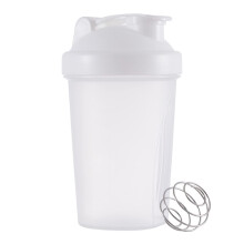 Water Cup 400ML Blender Shaker Bottle Black BPA Free Plastic with Stainless Whisk Ball Leakproof for Protein Shakes Gym Sport