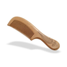 Portable Straight Wooden Comb with Peach Blossom Design for Men, Home Use (3) 1 Piece (1Pack) 3