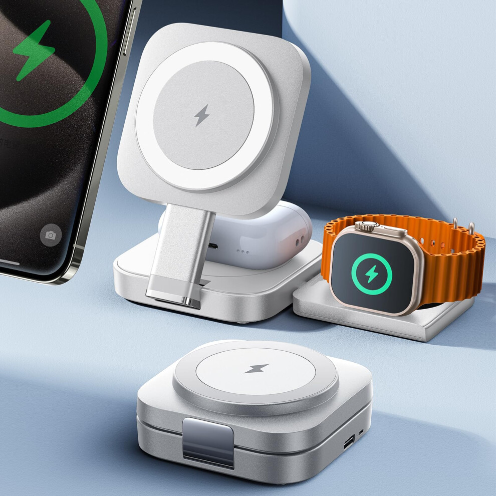 3In1 Charging Station For Apple Watch, Iphone, Magsafe Stand (White) White 9412369156655