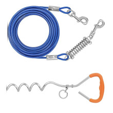 Dog Tie Out Cable For Medium To Large Dogs Heavy Duty Durable Stakes Garden Ground Leashes Compatible