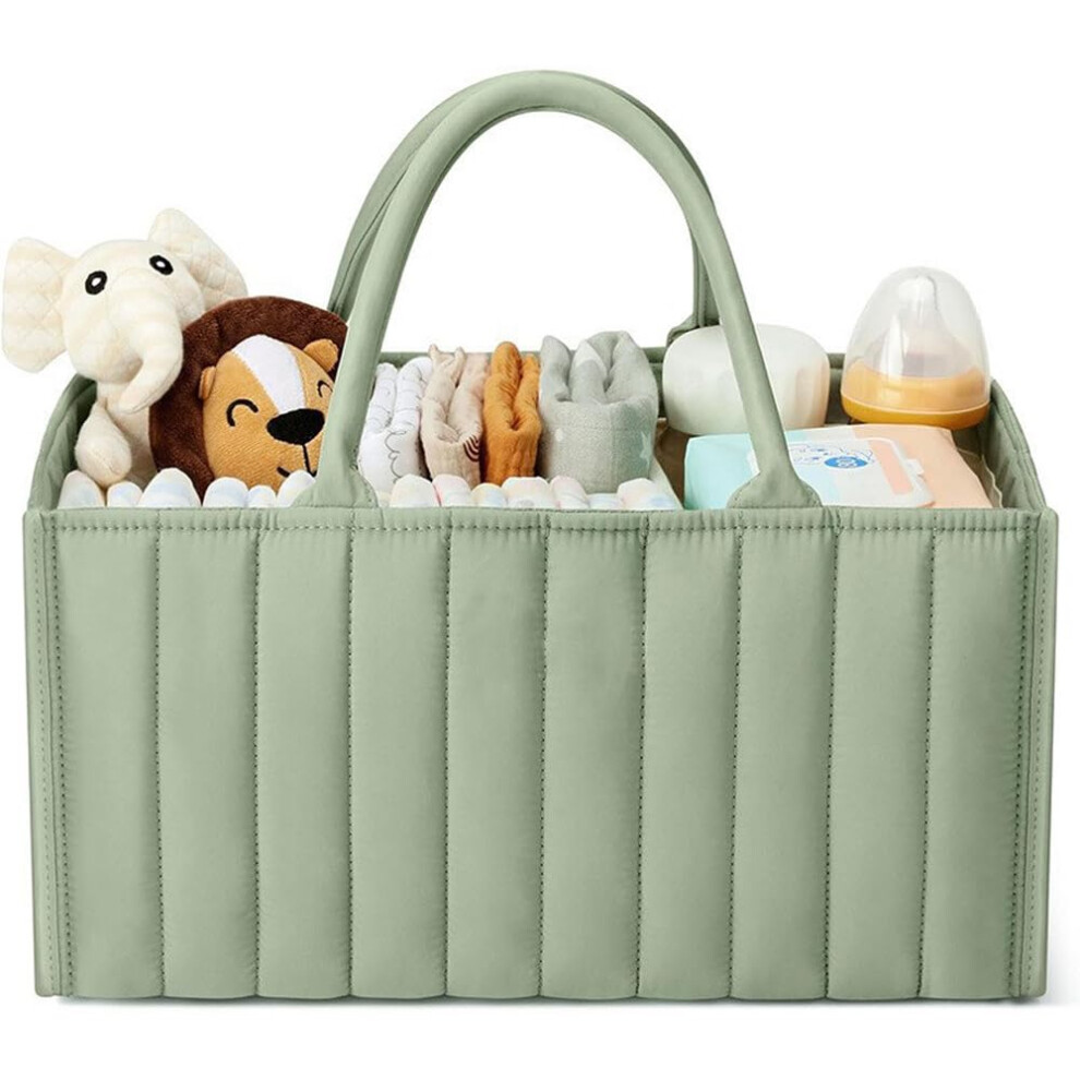 Baby Diaper Caddy  Organizer with Handle Storage Basket, Large Capacity Multifunctional Tote for Newborn Essentials, 15x10x7in