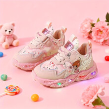 (Pink Color, 9 Little Kid) Girls' Princess Light-Up Sneakers | Autumn-Winter Casual and Outdoor Running Shoes with Closure, and Rubber Sole