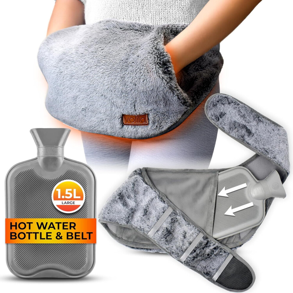 Mdsrjone Grey (Grey) Hot Water Bottle Belt Â Soft Wearable Heat Pad With Luxurious Removable & Washable Cover For Cramps & Period Pain Relief