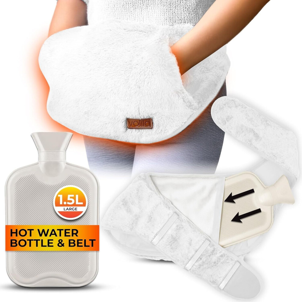 Mdsrjone White (White) Hot Water Bottle Belt Â Soft Wearable Heat Pad With Luxurious Removable & Washable Cover For Cramps & Period Pain Relief