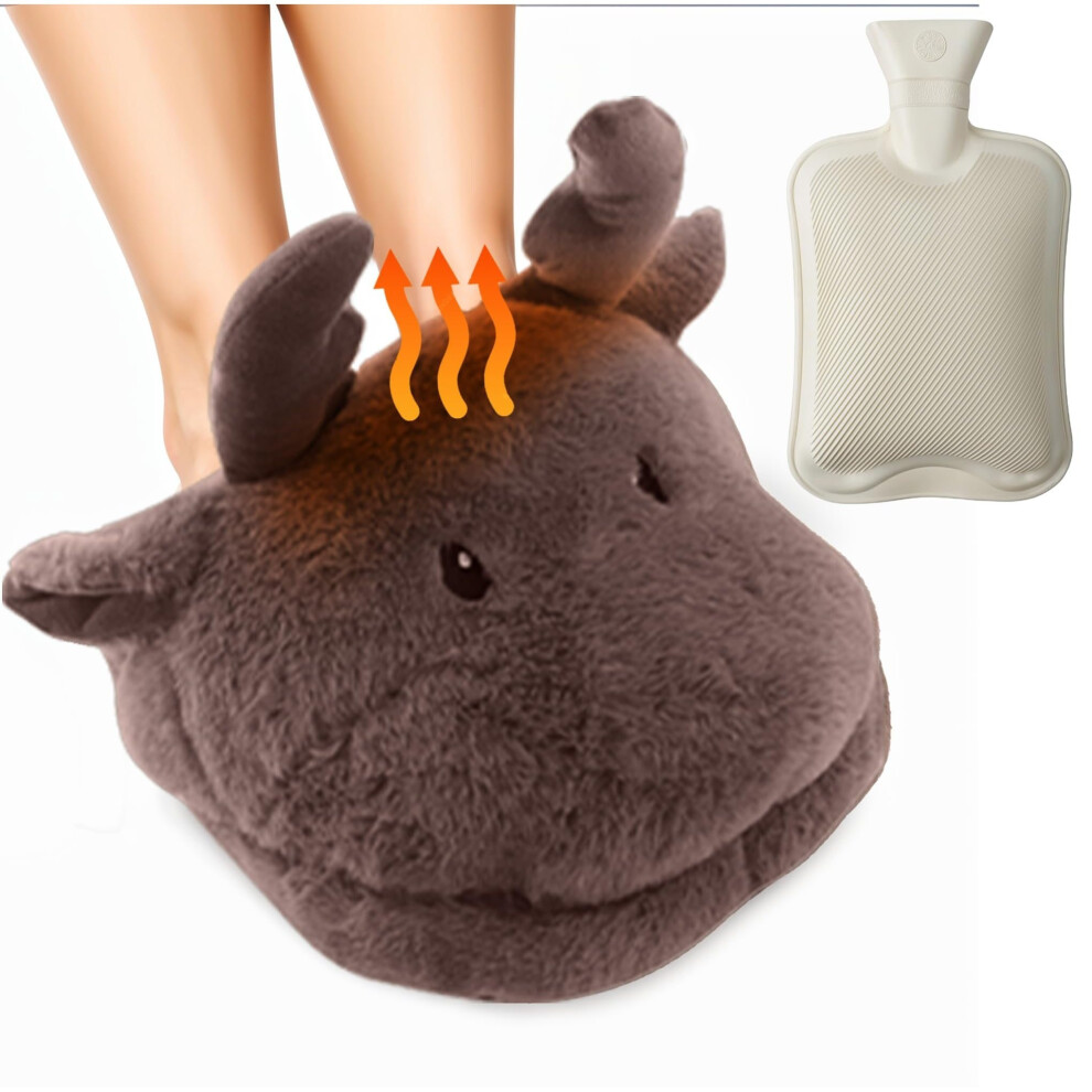 Mdsrjone Brown (Brown) Lkh Feet Warmers Hot Water Bottle With Faux Fur Cover 2L Hot Water Foot Warmers For Women Men Heated Foot Muffs Super So