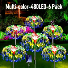(Multi-color, 480LED-6 Pack) 4 Pack 320/240 Leds, 1 Pack - 60 Leds Outdoor Solar Fireworks Lights, Outdoor Lighting Lawn Lights, Outdoor IP65 Garden