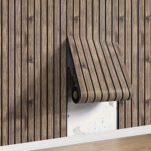 (Mocha Brown Grille, 1 Roll (40cm*300cm)) 3D Wood Grain Wall Panels, Self-Adhesive Foam Thickened Wallpaper, Waterproof And Moisture-Proof
