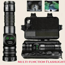 Multifunktionale wiederaufladbare Taschenlampe mit exquisiter Box, starker Lichtexplosion und Teleskopzoom, Outdoor