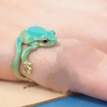 (Adjustable, Blue) Mini Green Tree Frog Ring Frog Open Rings For Women Men Metal Cute Animal Adjustable Finger Ring Jewelry Birthday Party