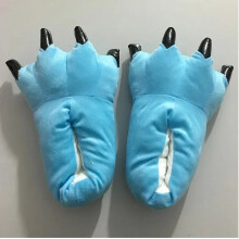 (Sky Blue, Size L EU 39-45) Tiger Animal Paw Slippers For Boy Girl Unisex Kids Cute Monster Claw Slippers Cartoon Soft Plush Warm Home Slippers Chil