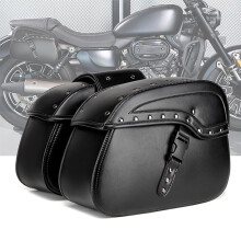 Motorcycle Side Hanging Bag for Triumph Scrambler 1200 2019-2024, Waterproof Expandable Leather Panniers, Tool Storage