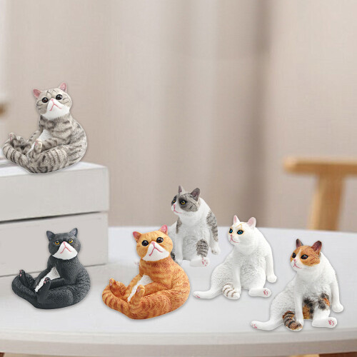 Realistic Cats Statue With Natural Poses Decorative-Style A 2