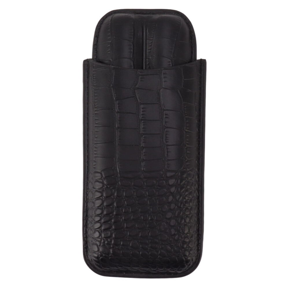 Sleek Cigar Companion: Crocodile Pattern Leather Case With Expandable Holder For Business And Leisure