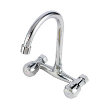 Double Lever Hot & Cold Wall-Mounted Tap, Lead-Free Brass Construction for Durability, 360 Degree Rotation for Multi-Purpose Use, Ideal for Reside