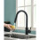 Sleek Design Kitchen Faucet, Black Matte Finish with Pull Out Sprayer, Two Water Modes for Versatile Use, Solid Brass Build for Durability 1