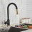 Luxurious Black And Gold Kitchen Faucet, Solid Stainless Steel Construction With Pull Down Sprayer For Modern Kitchens 3