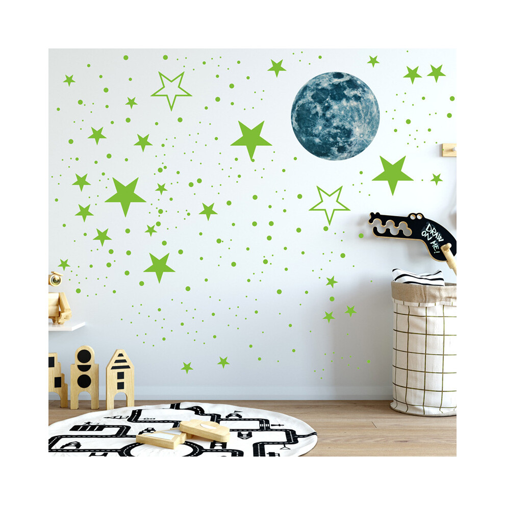 Moon And Stars Decals, Glow In The Self-Adhesive For Starry Shiny Bedroom, Waterproof Eco-Friendly Pvc For Kids Room Decor, Night Sky Decoration Dark