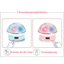 LED-projektorlampe til stjernehimmel, timer og musik, integreret stjerneprojektor, natlampe, lyserøde blinkende lys til piger i alderen 2-9 år med