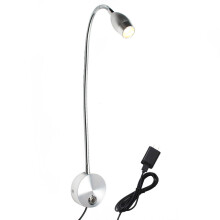 Lampada da lettura ricaricabile tramite USB, applique da parete con faretto LED dimmerabile touch da 3W focalizzabile e braccio flessibile per