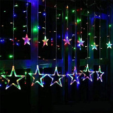 Festive Curtain String Light, Ideal For Christmas Window Decoration, With 138 LedS On 12 Strands Of Stars, Perfect For Indoor And Outdoor Celebrations