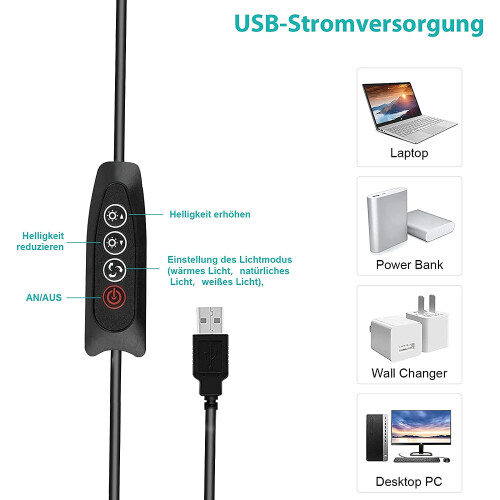 Lampe d'éclairage périphérique professionnelle, batterie rechargeable pour une utilisation multisensorielle, luminosité réglable pour les 2