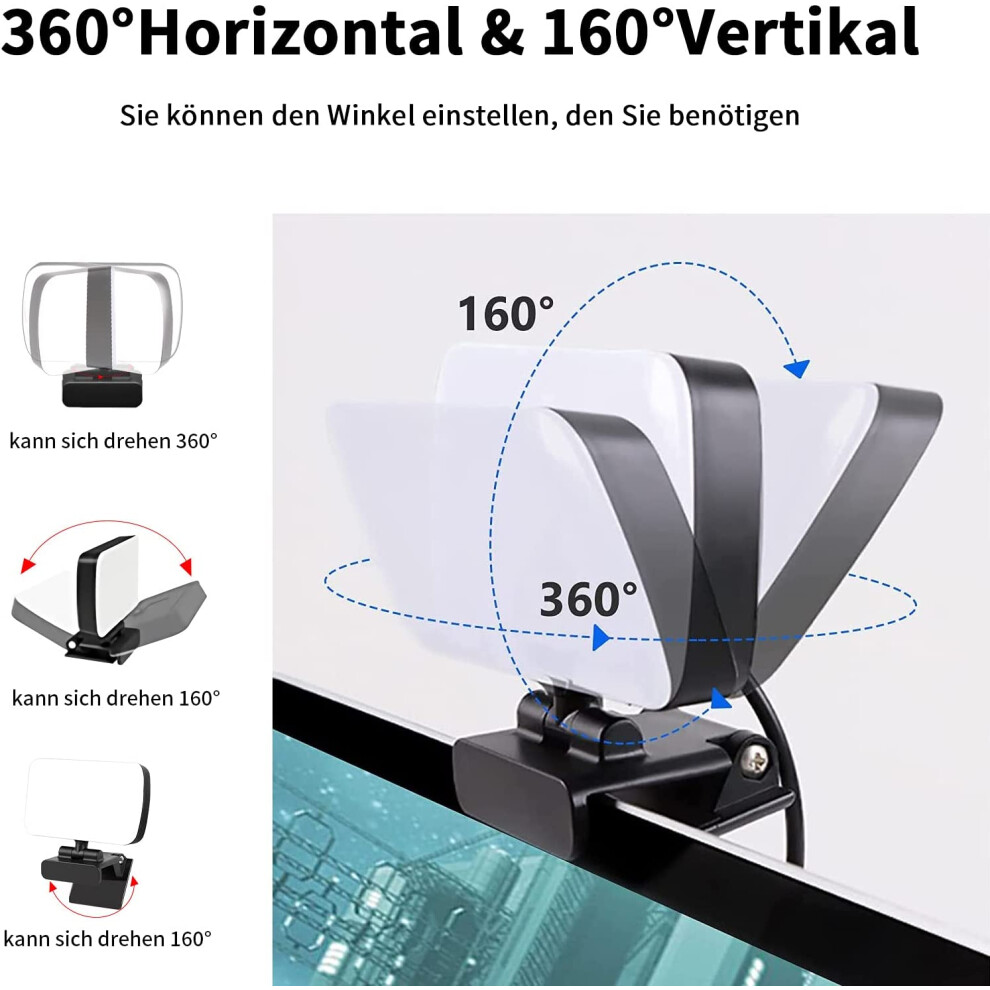 Portable Selfie With Magnetic Attachment, Clip-On Design For Phone, Laptop, Tablet Video Conferencing, Live Broadcasting, 3 Ing Modes, Light 9128293369602