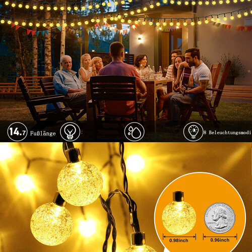 Enchanting Crystal Ball String Lights, Battery Operated Globe String Lights, Crystal Ball String Lights, 8 Modes With Remote Control, Energy Saving, 2