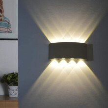 Applique da interno nere opache, impermeabili IP65, lampada da parete da esterno impermeabile da 8W con lega di alluminio pressofuso per soggiorno,