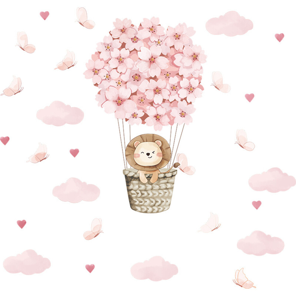 Self-adhesive Teddy Bear Wall Decals, Wide Application For Baby Nursery Kids Bedroom, Adorable Design Including Heart Butterfly Elements, Simple Opera
