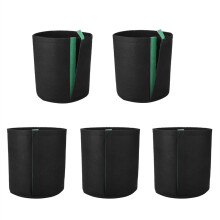 Air-Pruning Grow Bags, Improved Drainage Plant Pots, 5-Pack Reusable Heavy-Duty Grow Bags for Vegetable and Flower Cultivation, Black