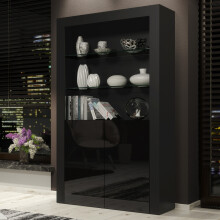 Display Cabinet 170cm Spectrum - Black with Gloss Doors